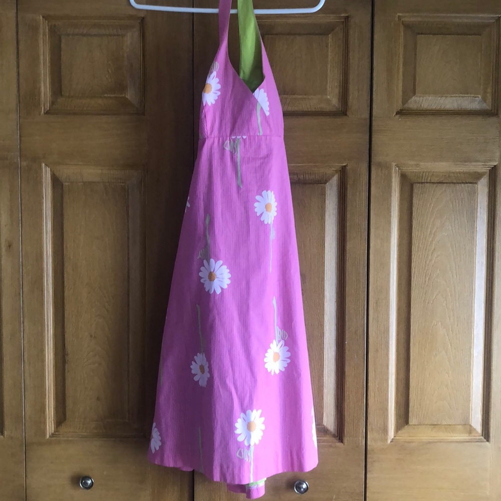Pink green sundress.